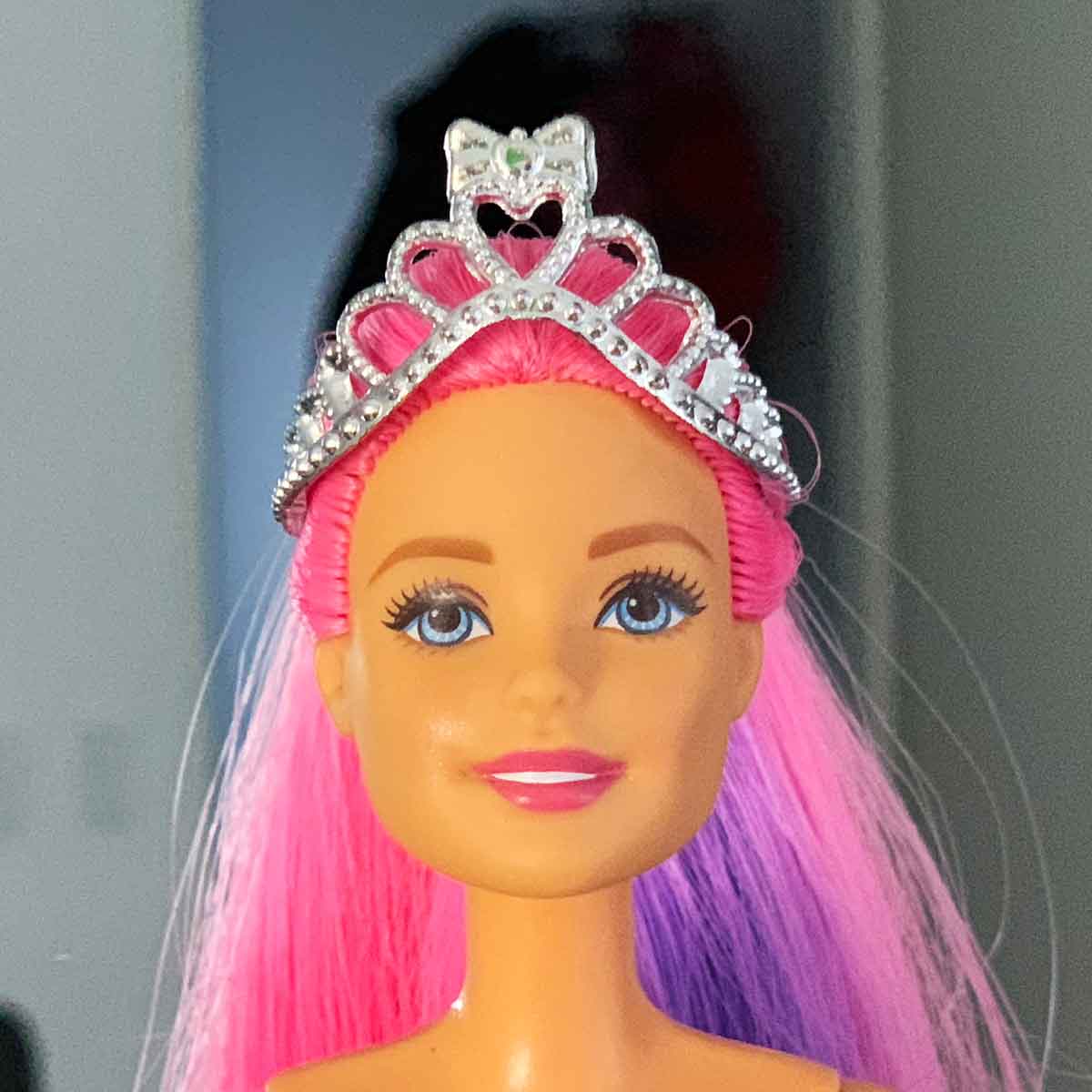 Barbie prinsessenkroon zilver spikkelmotief en grote strik