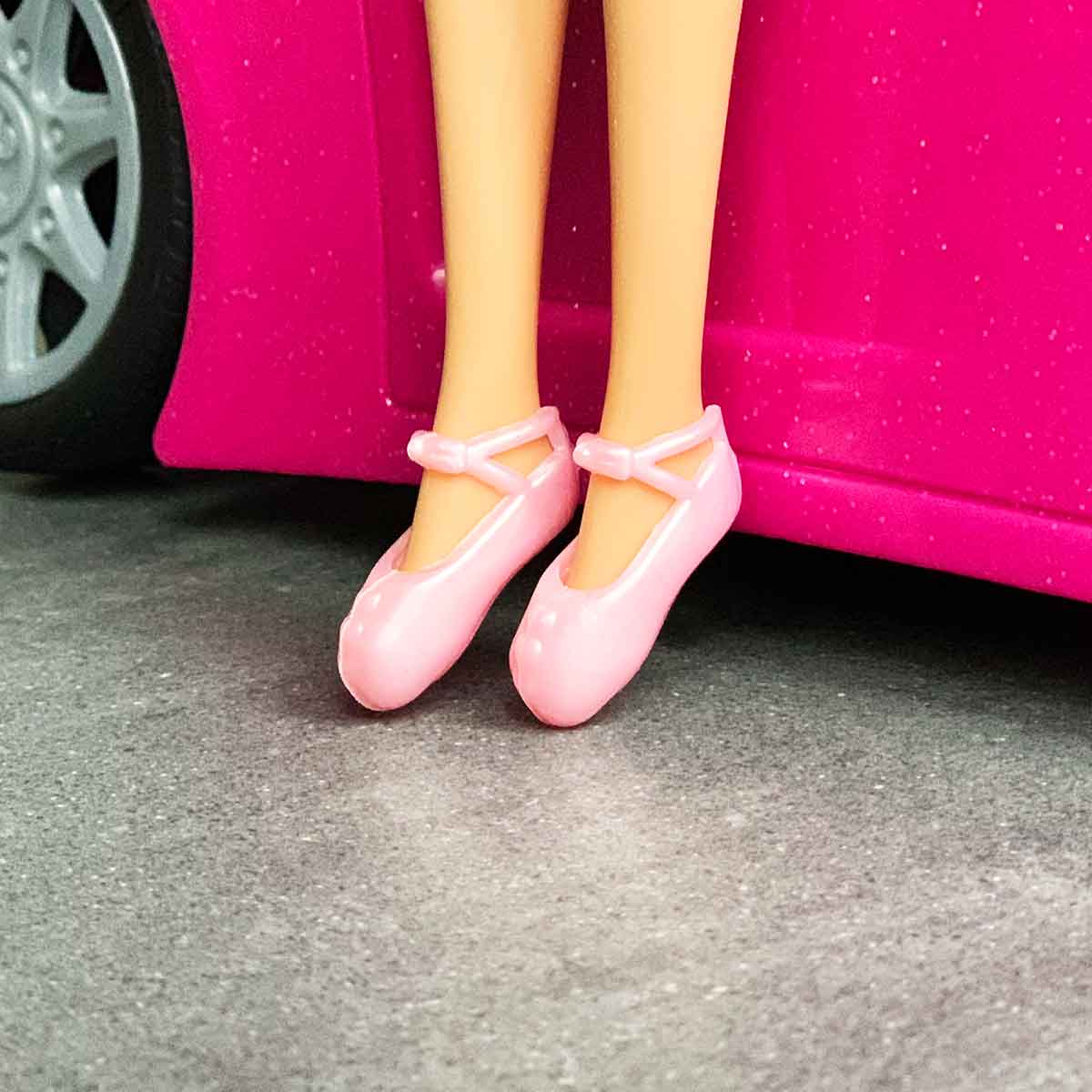 Barbie schoenen glimmende roze ballerina’s met riem