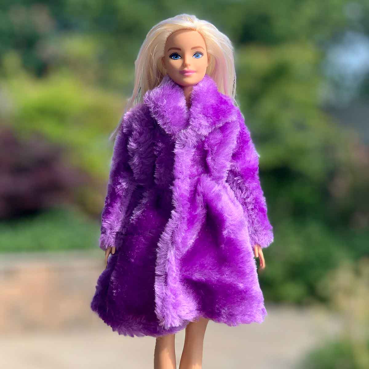 Barbie winterjas paars met kraag