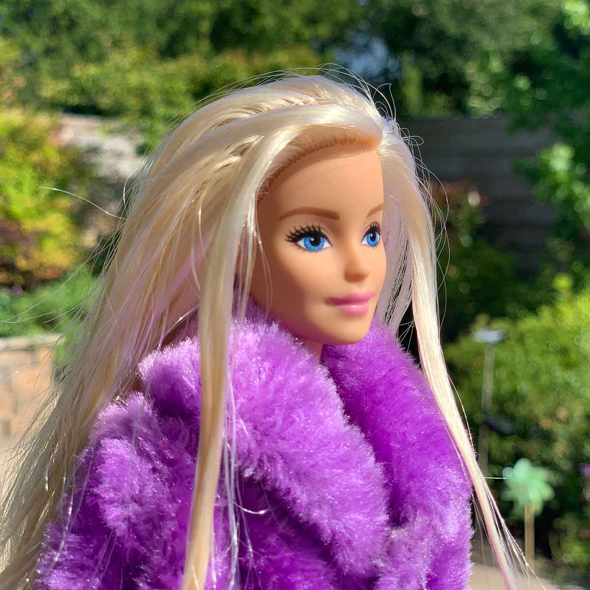 Barbie winterjas paars met kraag