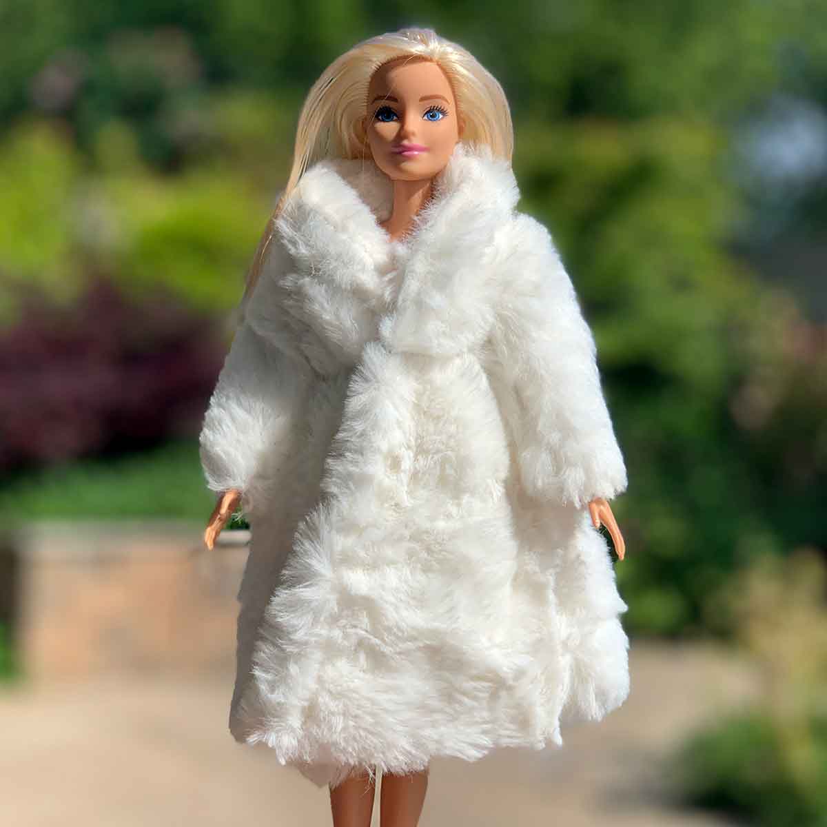 Barbie winterjas wit met kraag