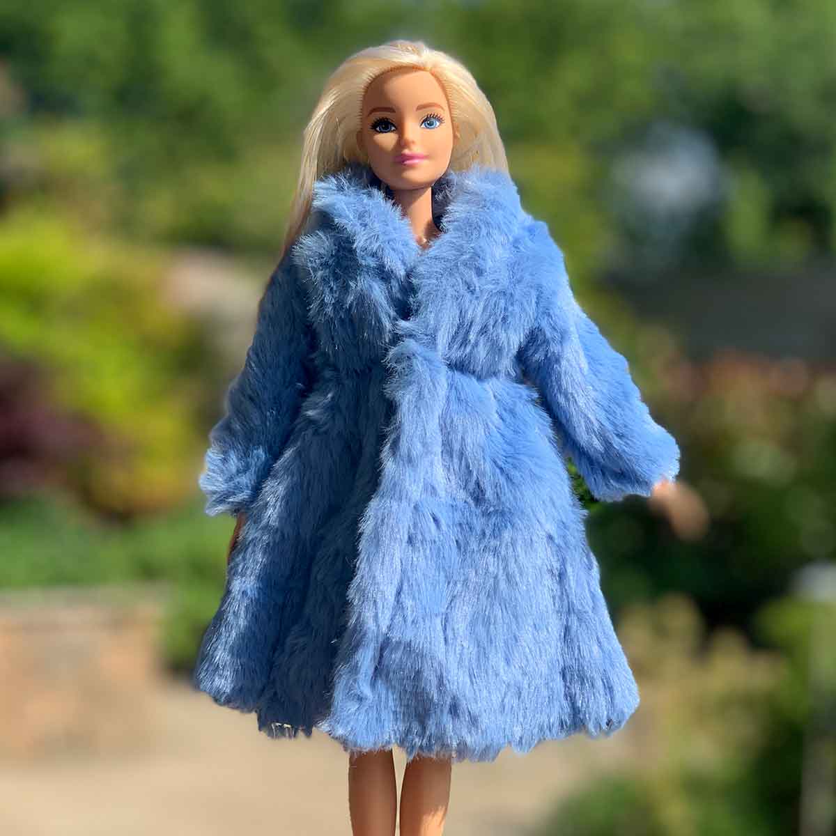 Barbie winterjas oceaanblauw met kraag
