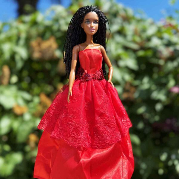 Barbie jurk Disney prinsessen rood met band van pailletjes